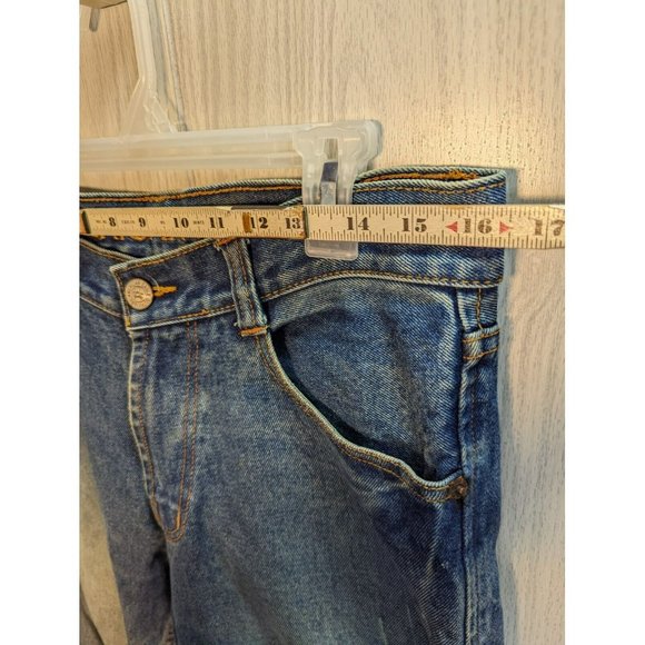 American Eagle Low Rise Boot Bootcut Denim Jeans Dark Mens Size 33/24 ALTERED - Picture 10 of 11